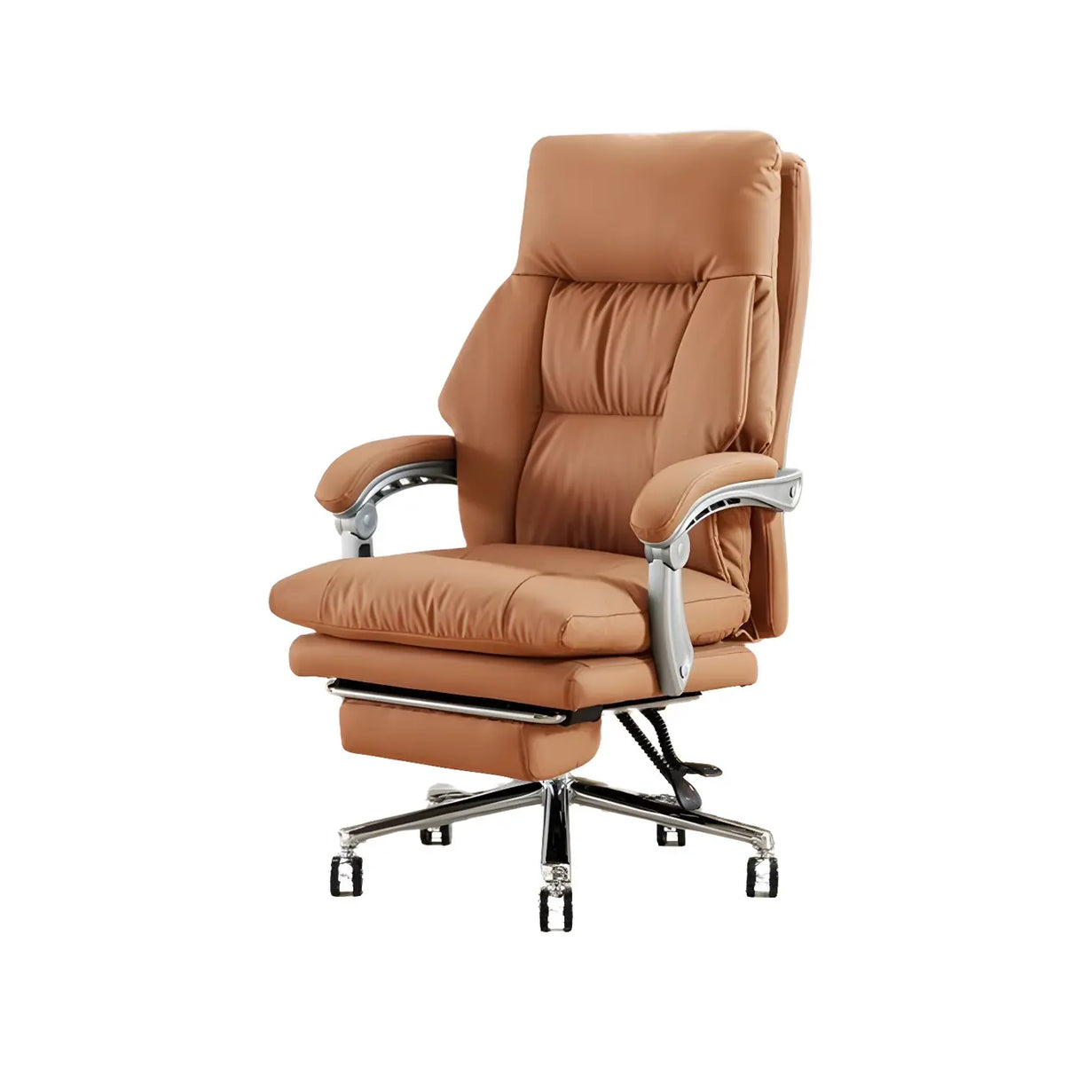 Adjustable Ergonomic Leather Office Chair with Footrest Image - 7