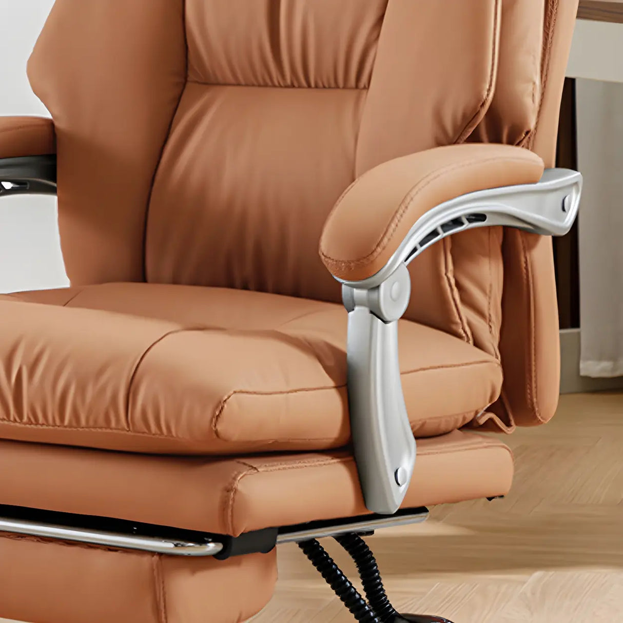 Adjustable Ergonomic Leather Office Chair with Footrest Image - 9