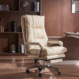 Adjustable Ergonomic Leather Orange Footrest Office Chair Image - 3