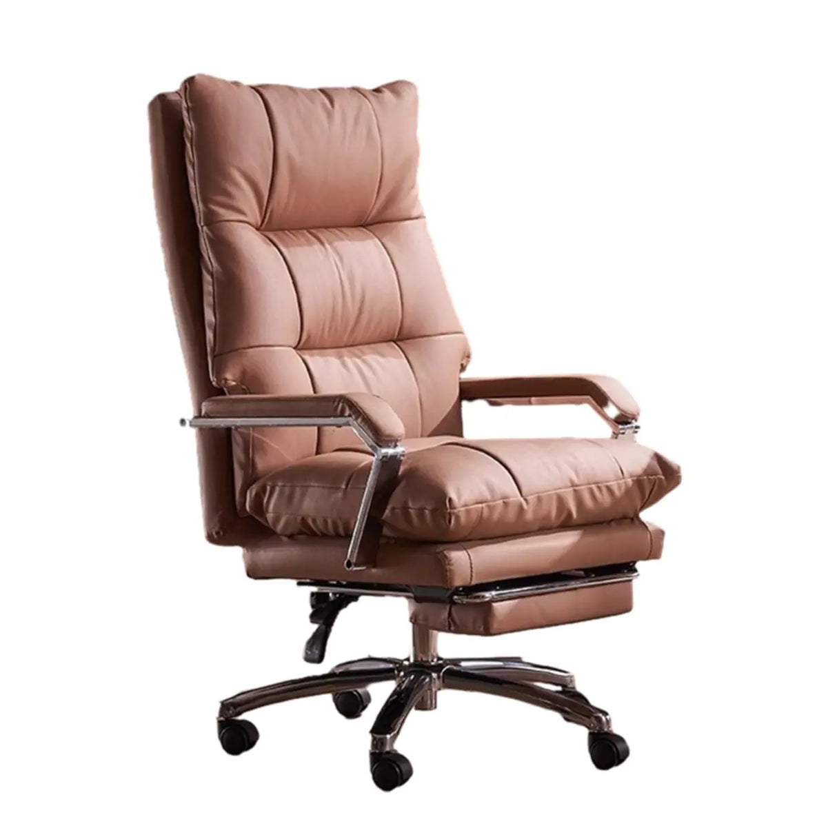 Adjustable Ergonomic Leather Orange Footrest Office Chair Image - 5