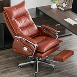 Adjustable Ergonomic Leather Swivel Recliner Office Chair Image - 1