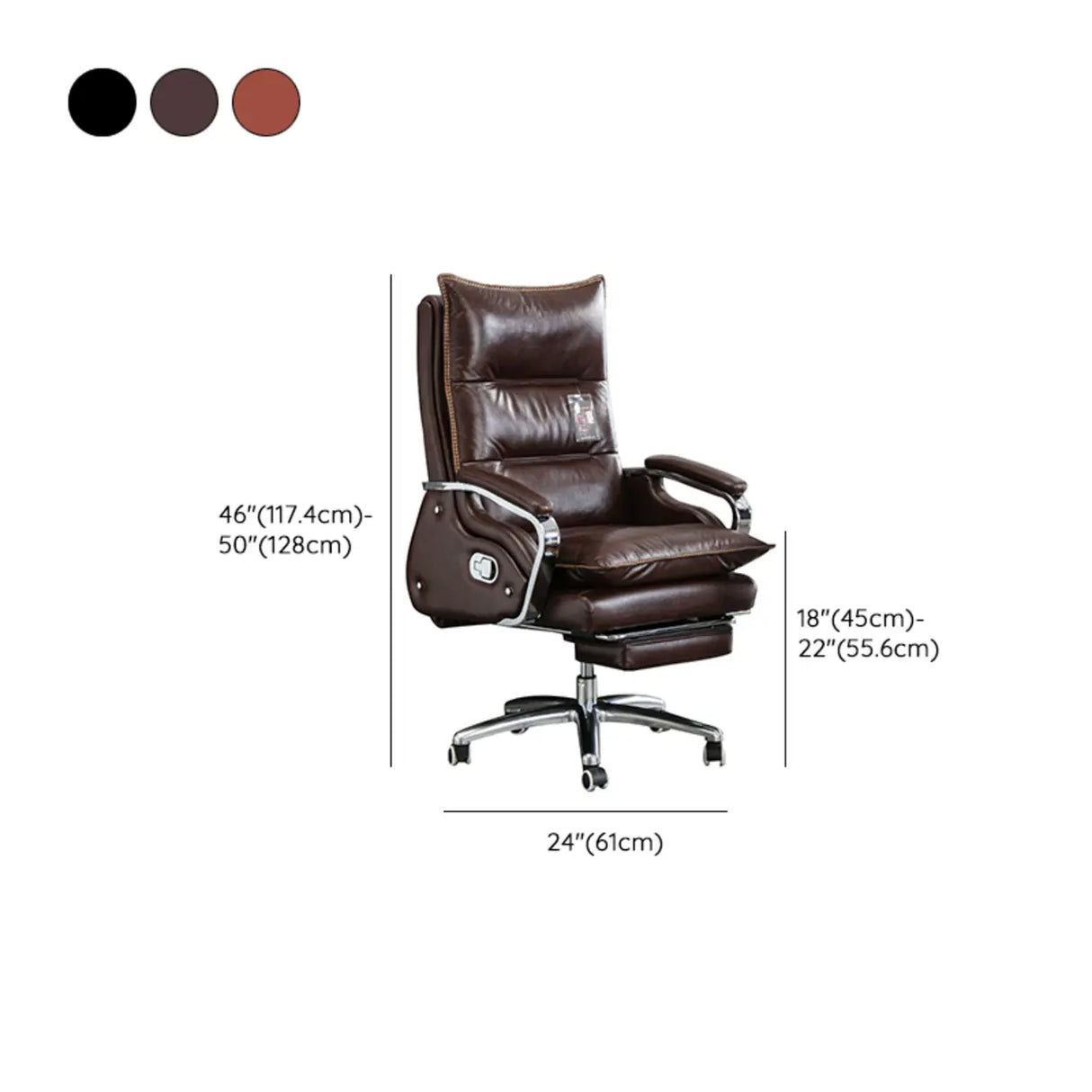 Adjustable Ergonomic Leather Swivel Recliner Office Chair 