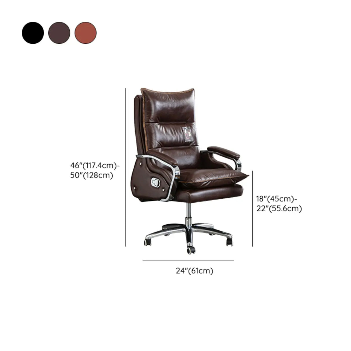 Adjustable Ergonomic Leather Swivel Recliner Office Chair Image - 17