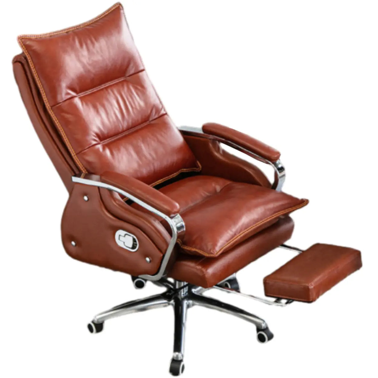 Adjustable Ergonomic Leather Swivel Recliner Office Chair Image - 10