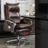 Adjustable Ergonomic Leather Swivel Recliner Office Chair Image - 11