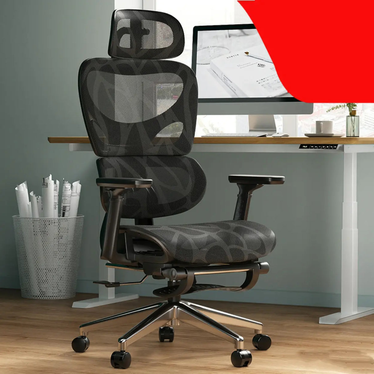 Adjustable Ergonomic Mesh High-Back Reclining Office Chair Image - 2