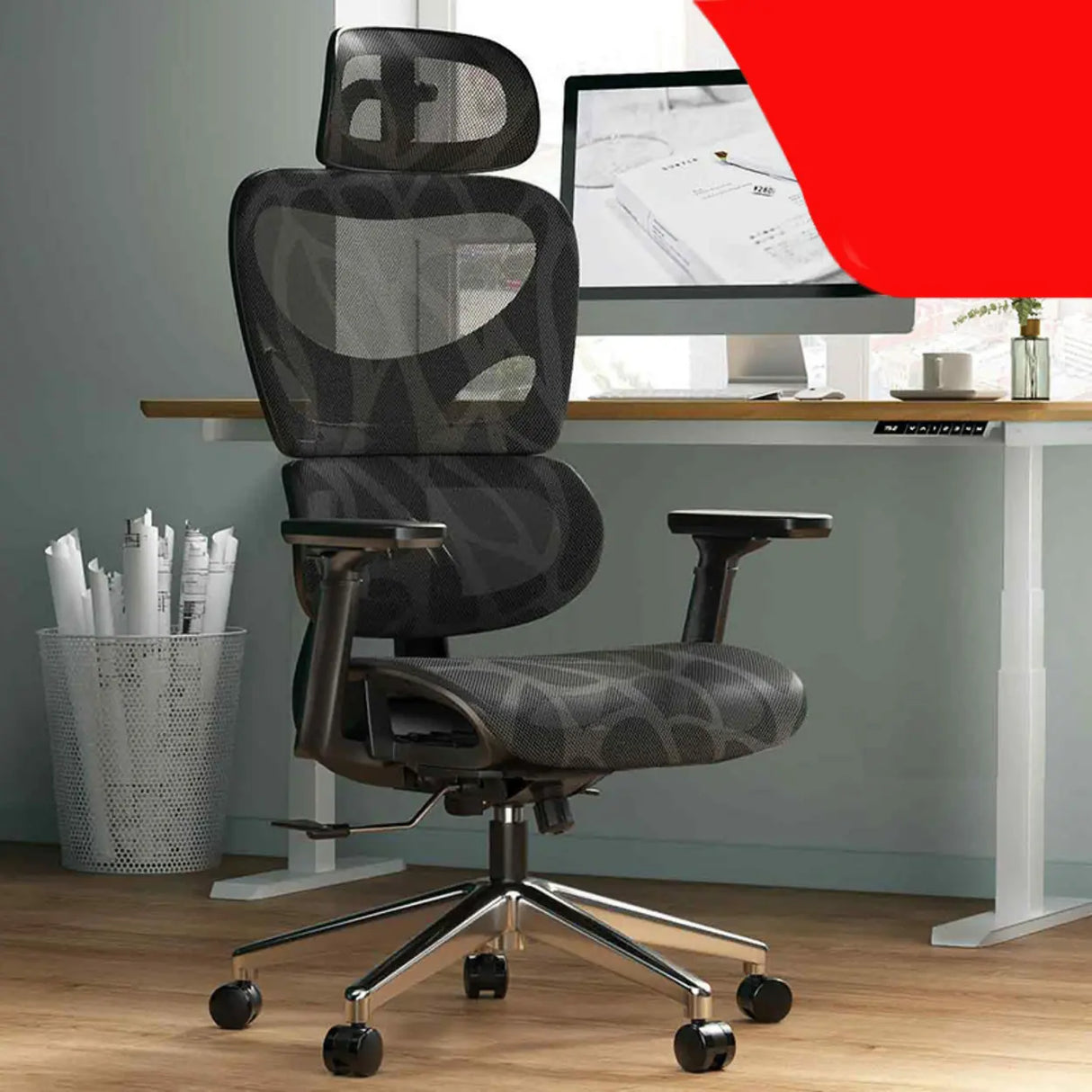 Adjustable Ergonomic Mesh High-Back Reclining Office Chair Image - 5