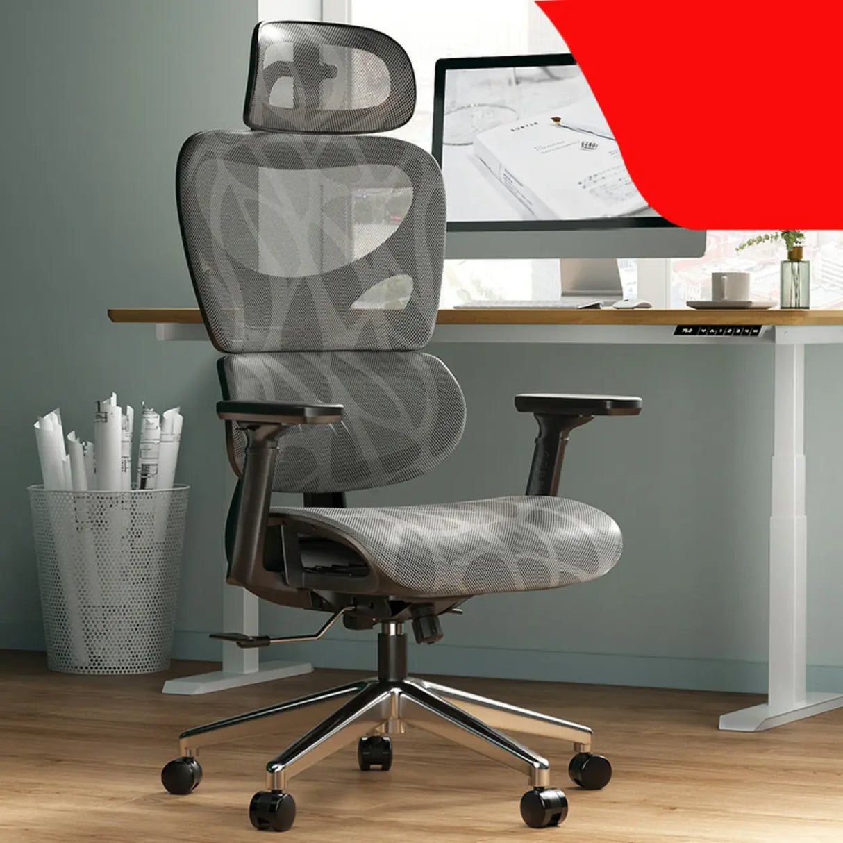 Adjustable Ergonomic Mesh High-Back Reclining Office Chair Image - 7
