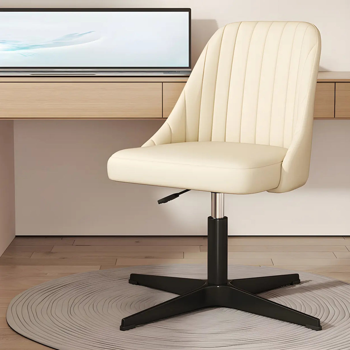 Adjustable Ergonomic Upholstered Home Grey Office Chair Image - 11