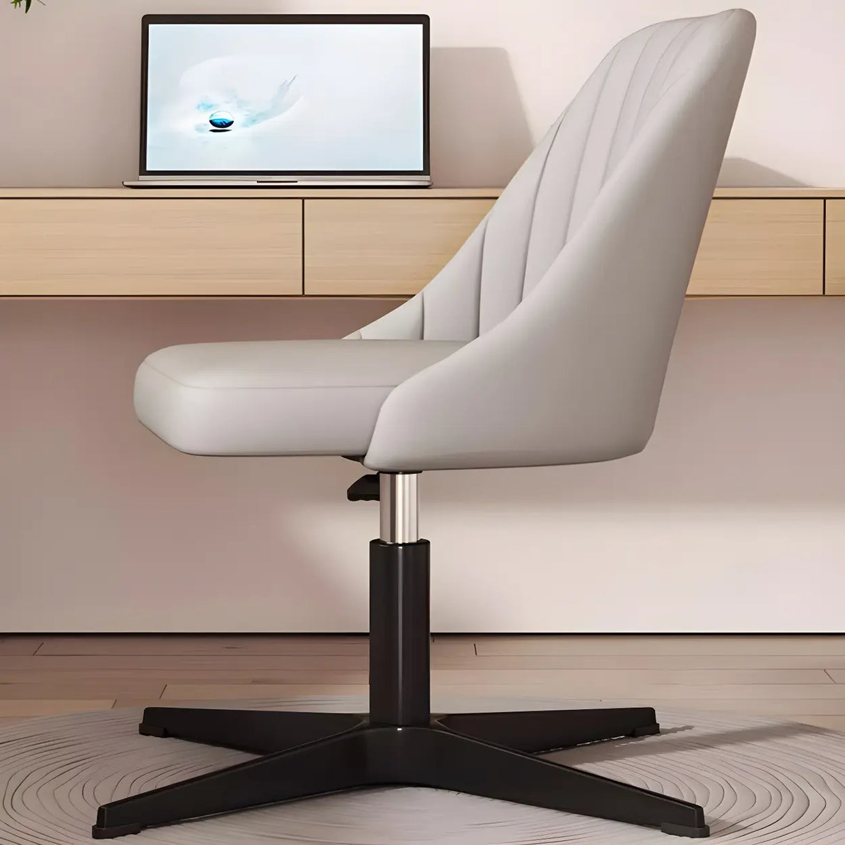 Adjustable Ergonomic Upholstered Home Grey Office Chair Image - 14