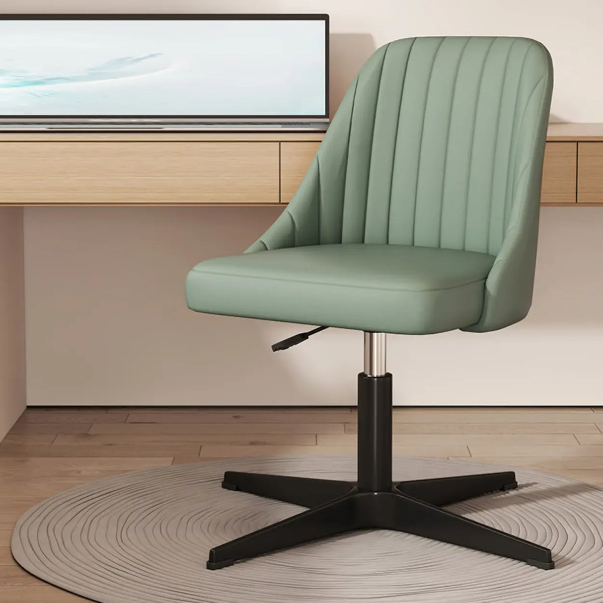 Adjustable Ergonomic Upholstered Home Grey Office Chair Image - 15