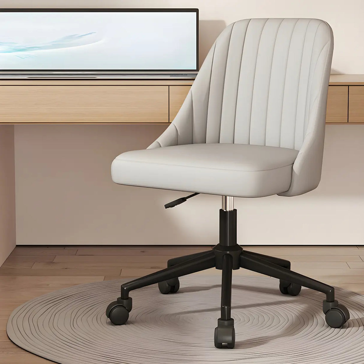 Adjustable Ergonomic Upholstered Home Grey Office Chair Image - 3