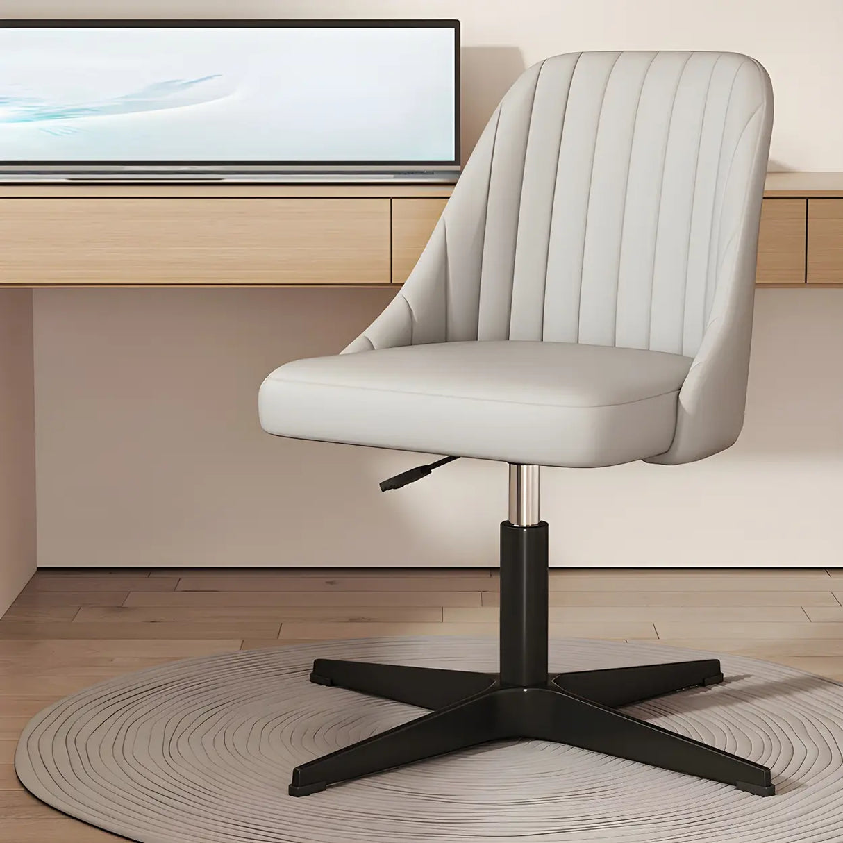 Adjustable Ergonomic Upholstered Home Grey Office Chair Image - 4