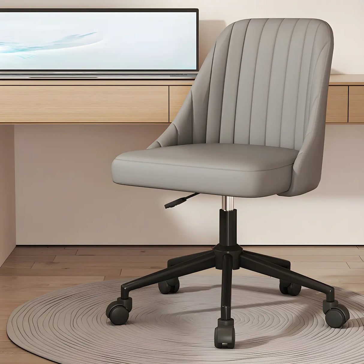 Adjustable Ergonomic Upholstered Home Grey Office Chair Image - 5