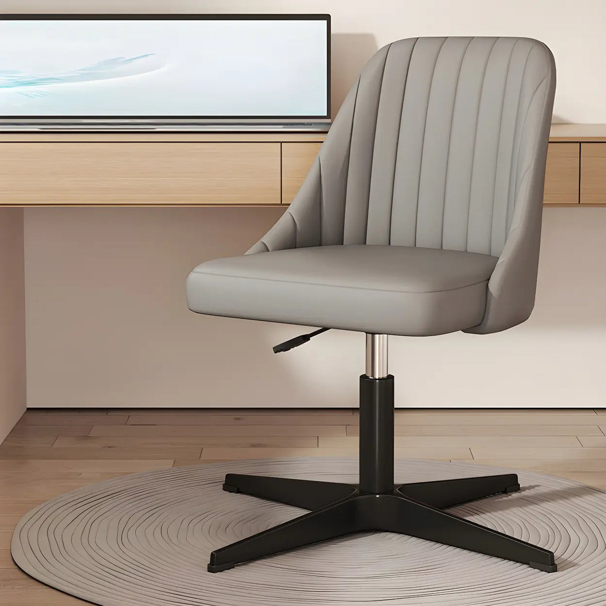 Adjustable Ergonomic Upholstered Home Grey Office Chair Image - 7