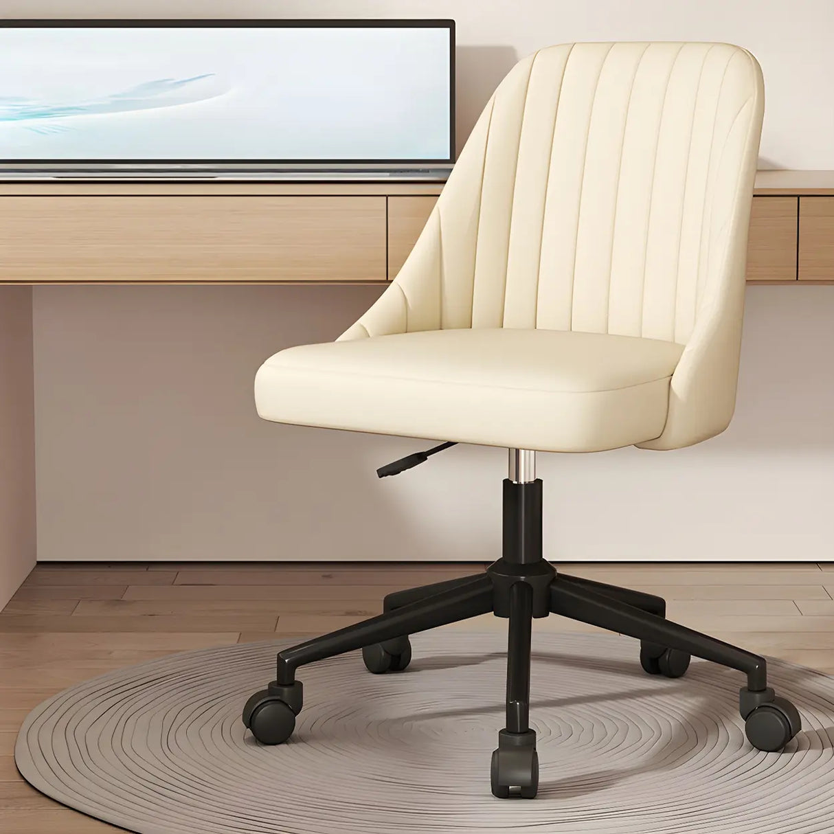 Adjustable Ergonomic Upholstered Home Grey Office Chair Image - 9