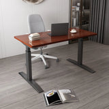 Adjustable Ergonomic White Wood T-Shape Computer Desk Image - 3