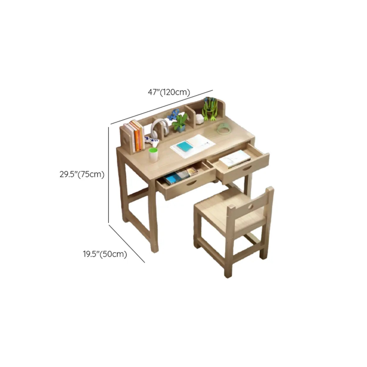 Adjustable Ergonomic Wood Kids Desk with Chair and Hutch 
