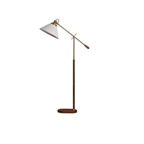 Adjustable Fabric Cone Vintage Metal LED Floor Lamp Image - 2