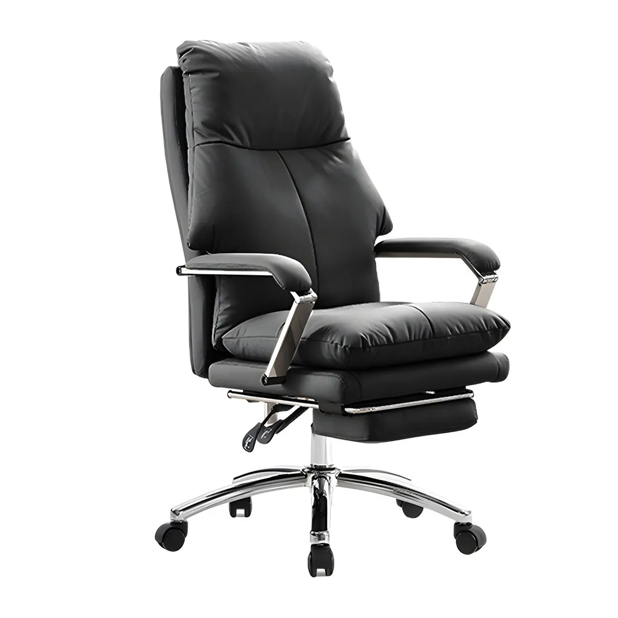 Adjustable Footrest Swivel Leather Lounge Office Chair Image - 2