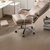 Adjustable Footrest Swivel Leather Lounge Office Chair Image - 4