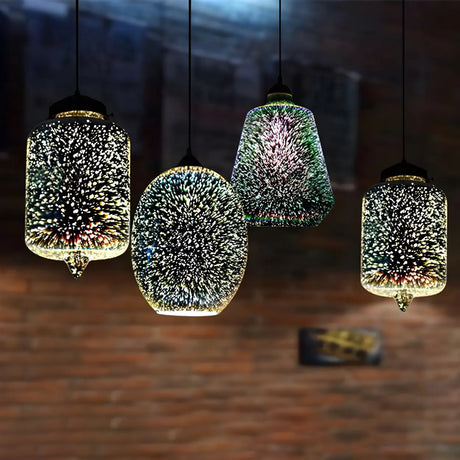 Adjustable Geometric Stained Glass Pendant Light Image - 1