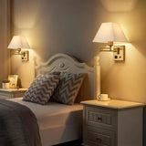 Adjustable Geometric Swing Arm Wall Sconce with USB Image - 4