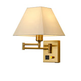 Adjustable Geometric Swing Arm Wall Sconce with USB Image - 8
