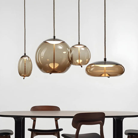 Adjustable Glass Geometric Pendant Light with Canopy Image - 1