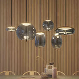 Adjustable Glass Geometric Pendant Light with Canopy Image - 21