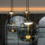 Adjustable Glass Geometric Pendant Light with Canopy Image - 30