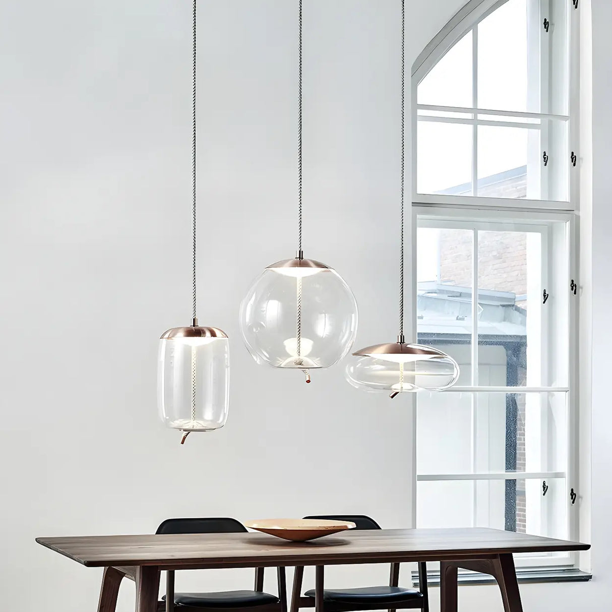 Adjustable Glass Geometric Pendant Light with Canopy Image - 4