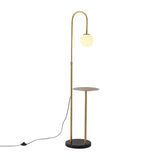 Adjustable Globe Modern Black Arc Floor Lamp with Shelf Image - 7