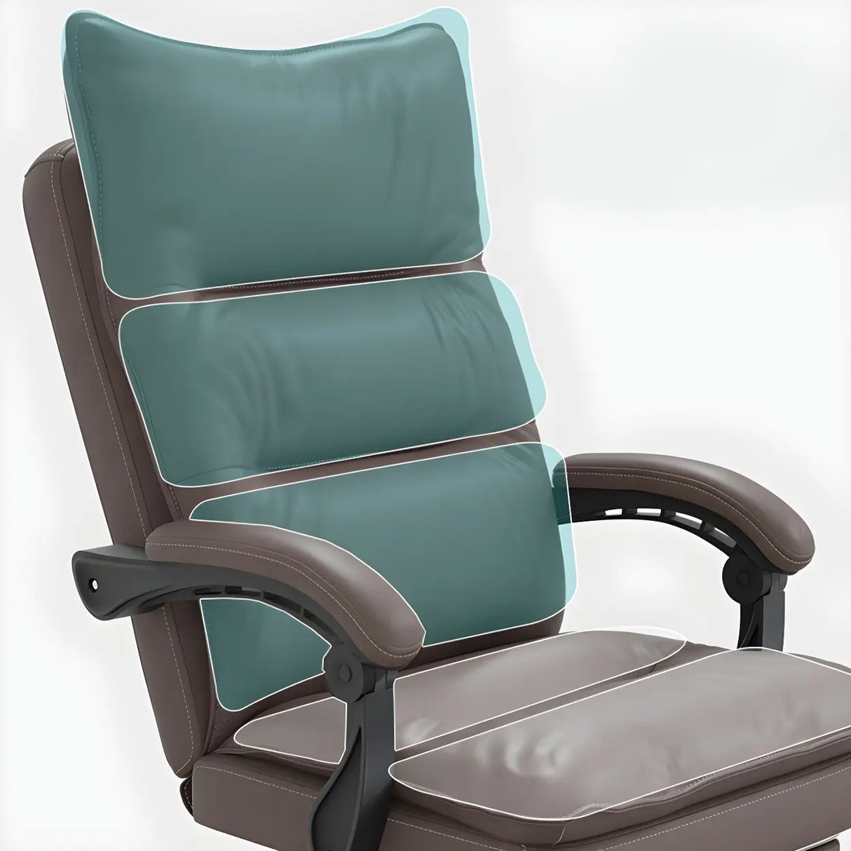 Adjustable Green Ergonomic Leather Headrest Office Chair Image - 12