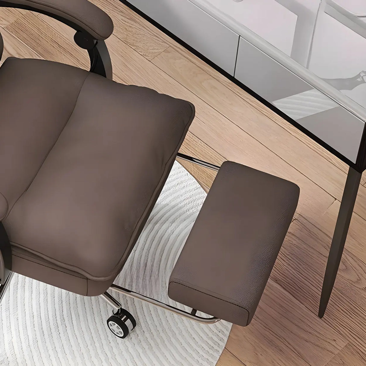 Adjustable Green Ergonomic Leather Headrest Office Chair Image - 14