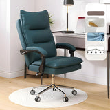 Adjustable Green Ergonomic Leather Headrest Office Chair Image - 3
