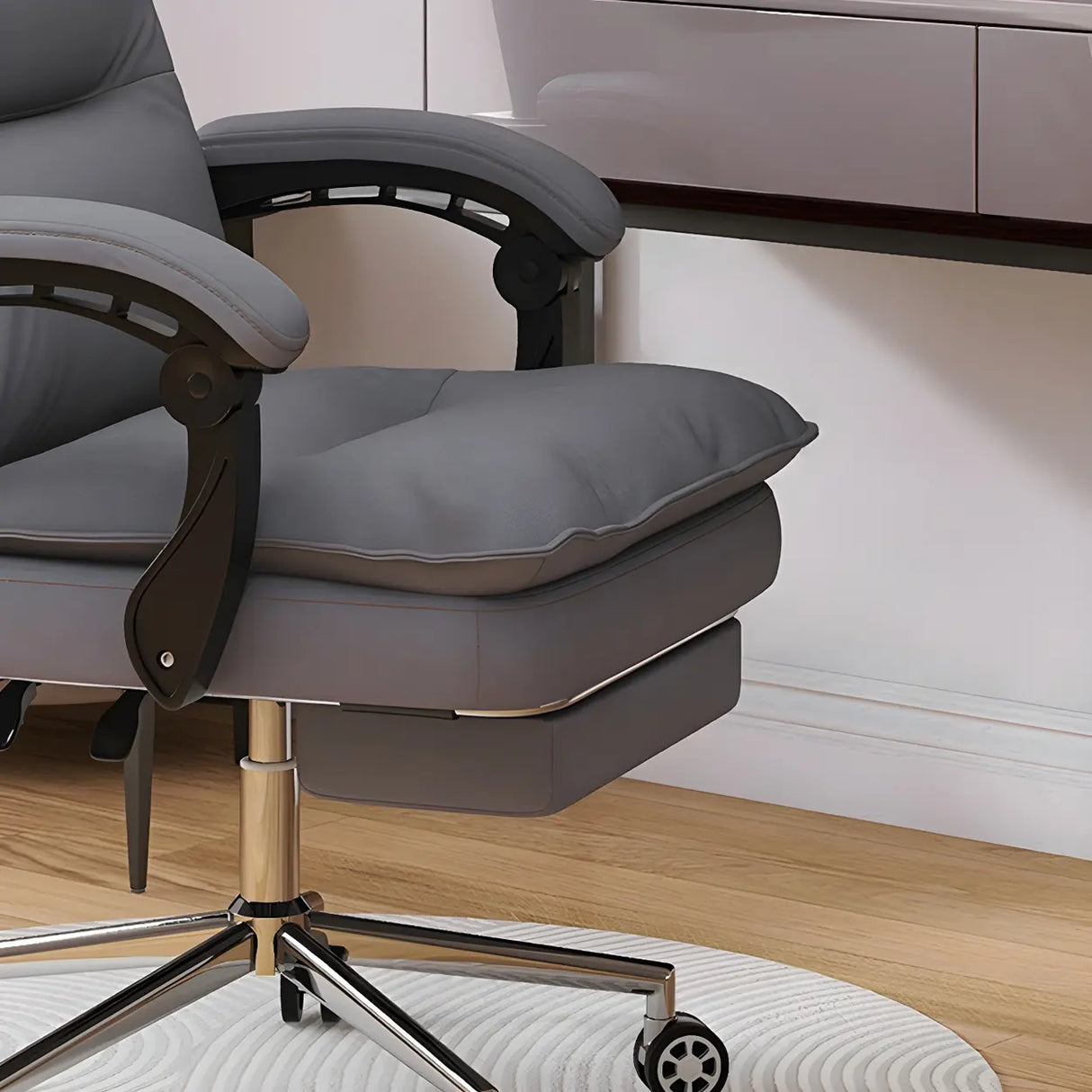 Adjustable Green Ergonomic Leather Headrest Office Chair Image - 8
