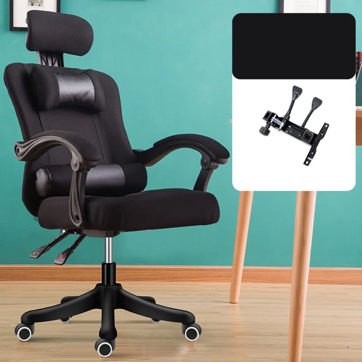 Adjustable Grey Ergonomic Mesh Office Chair with Headrest Image - 12