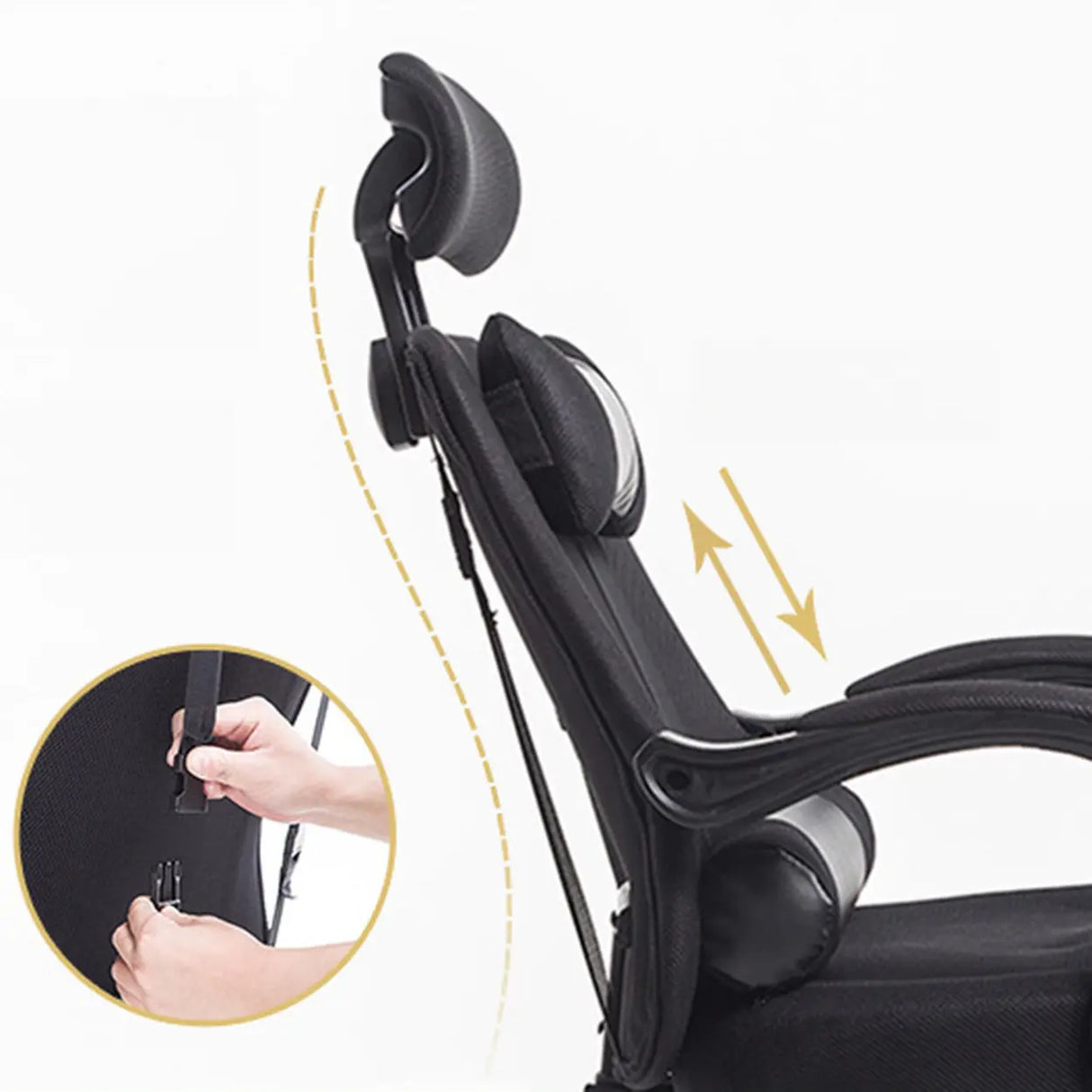 Adjustable Grey Ergonomic Mesh Office Chair with Headrest Image - 15