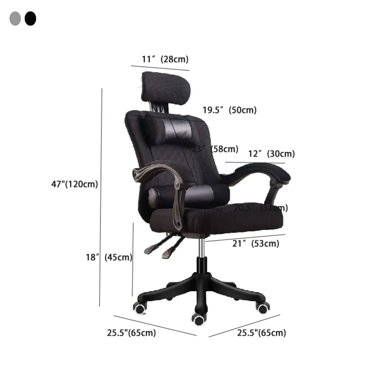 Adjustable Grey Ergonomic Mesh Office Chair with Headrest 
