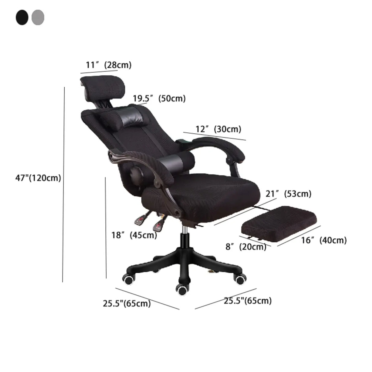 Adjustable Grey Ergonomic Mesh Office Chair with Headrest Image - 19