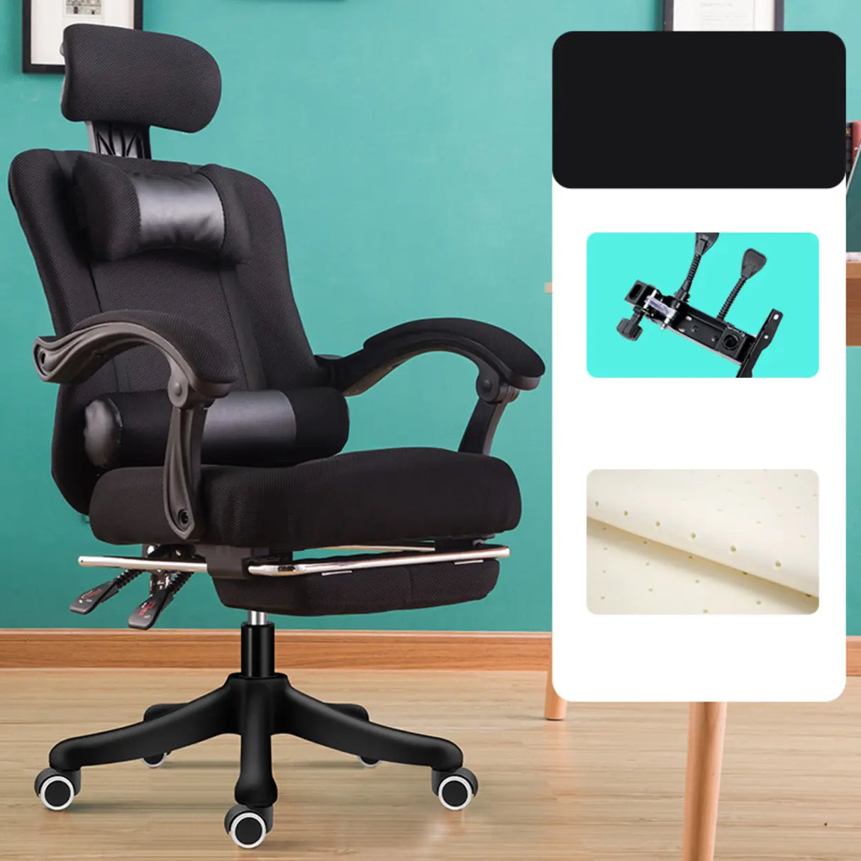 Adjustable Grey Ergonomic Mesh Office Chair with Headrest Image - 5