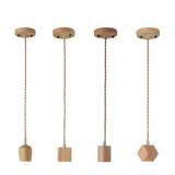 Adjustable Hanging Length Wood Shadeless Pendant Light Image - 10