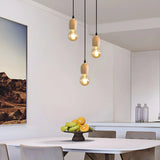 Adjustable Hanging Length Wood Shadeless Pendant Light Image - 15