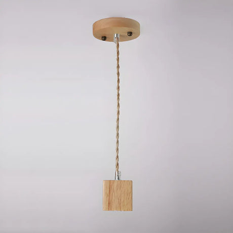 Adjustable Hanging Length Wood Shadeless Pendant Light Image - 2