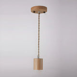 Adjustable Hanging Length Wood Shadeless Pendant Light Image - 5