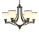 Adjustable Height 8-Light Black Gold Chandelier Image - 9