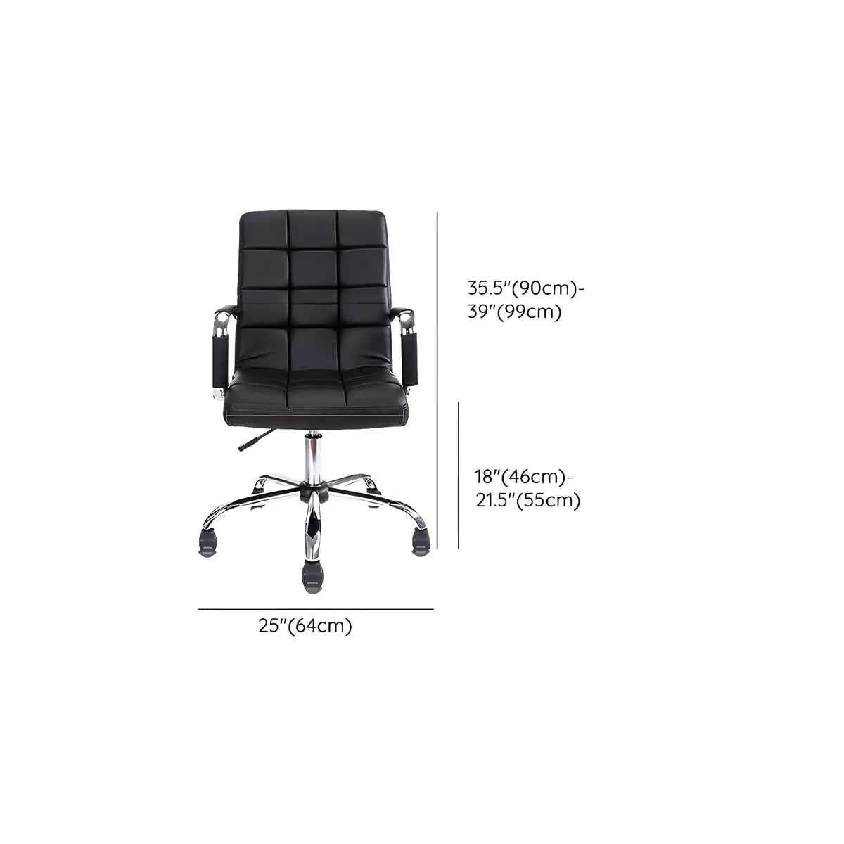 Adjustable Height Black Leather Swivel Office Chair 