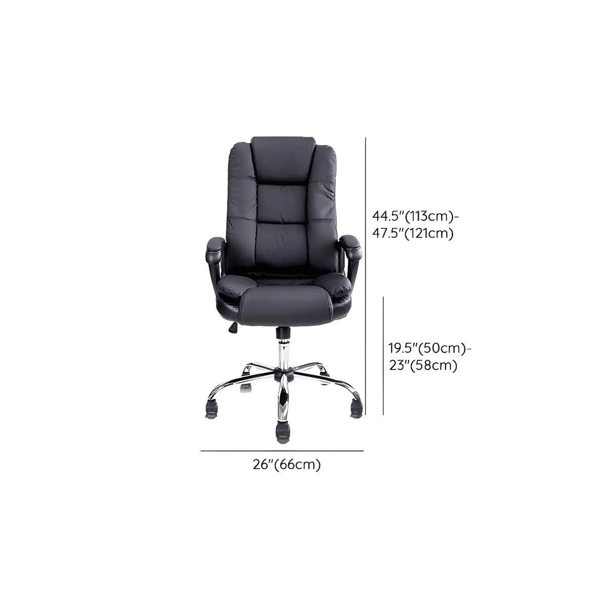 Adjustable Height Black Leather Swivel Office Chair Image - 13