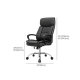 Adjustable Height Black Leather Swivel Office Chair Image - 14